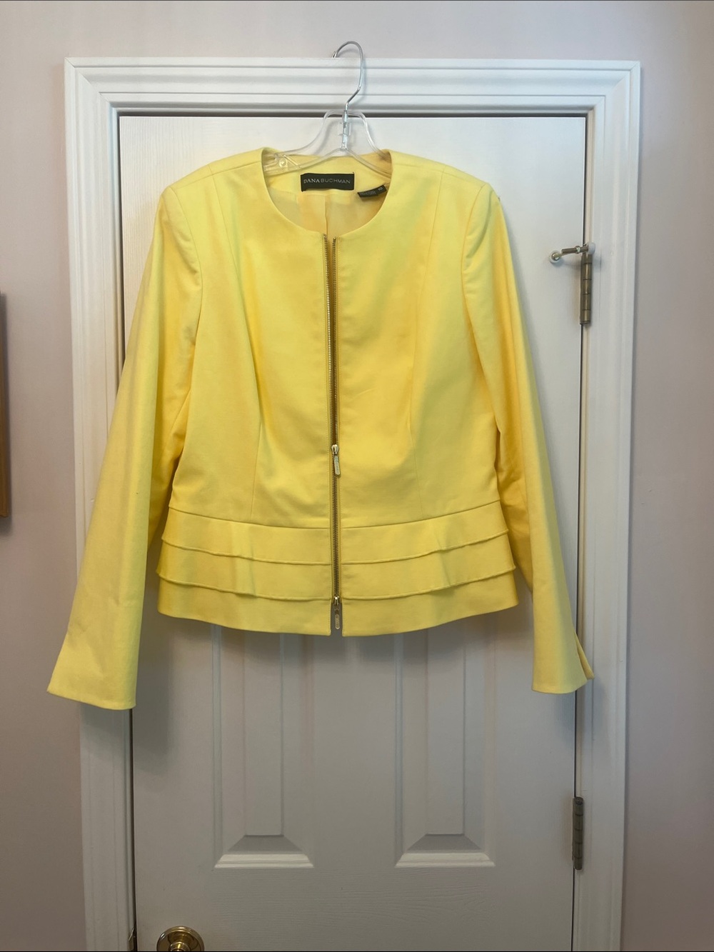 Dana Buchman Bright Yellow Double Zip-Front Layered Hem Jacket